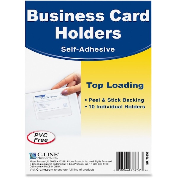 Business Card Holders,Top-Load,2x3-1/2,10/PK,Clear PK